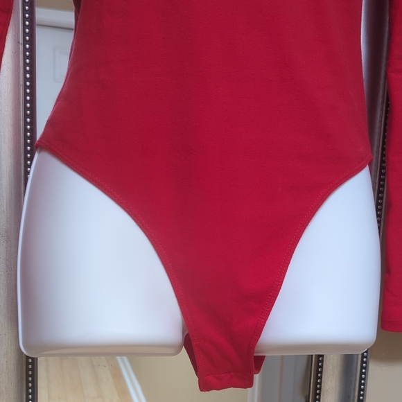 American Apparel Red Long Sleeve Bodysuit - Picture 5 of 7